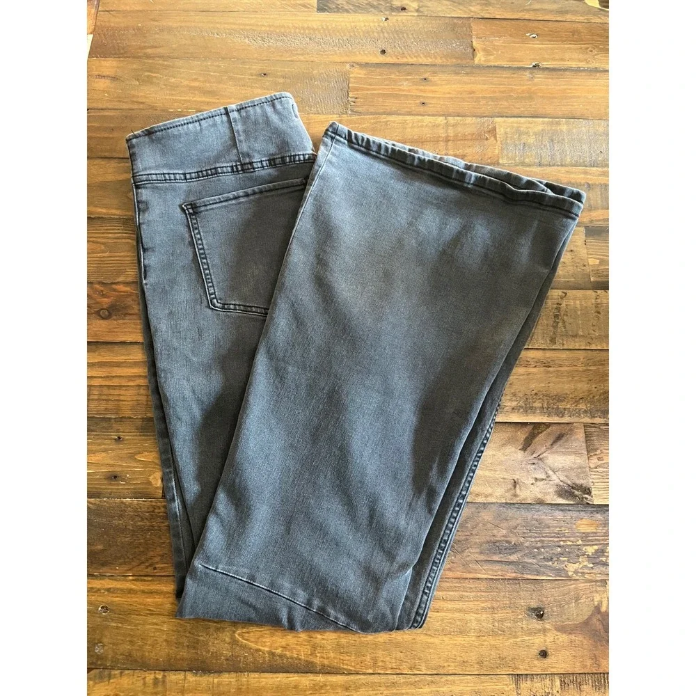 FREE PEOPLE Penny Flare Jeans Pull On Womens 31 Black Vintage Boho Denim